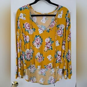 Floral Mustard Long Sleeve Shirt